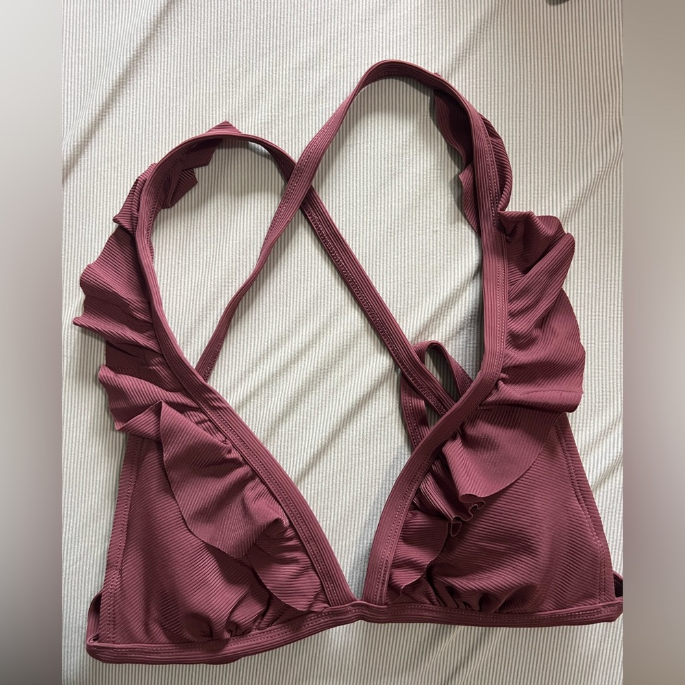 Ruffled Mauve Bikini Top